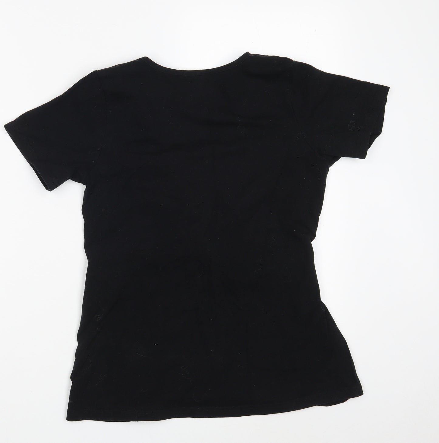 New Look Maternity Womens Black  Cotton Basic T-Shirt Size M V-Neck