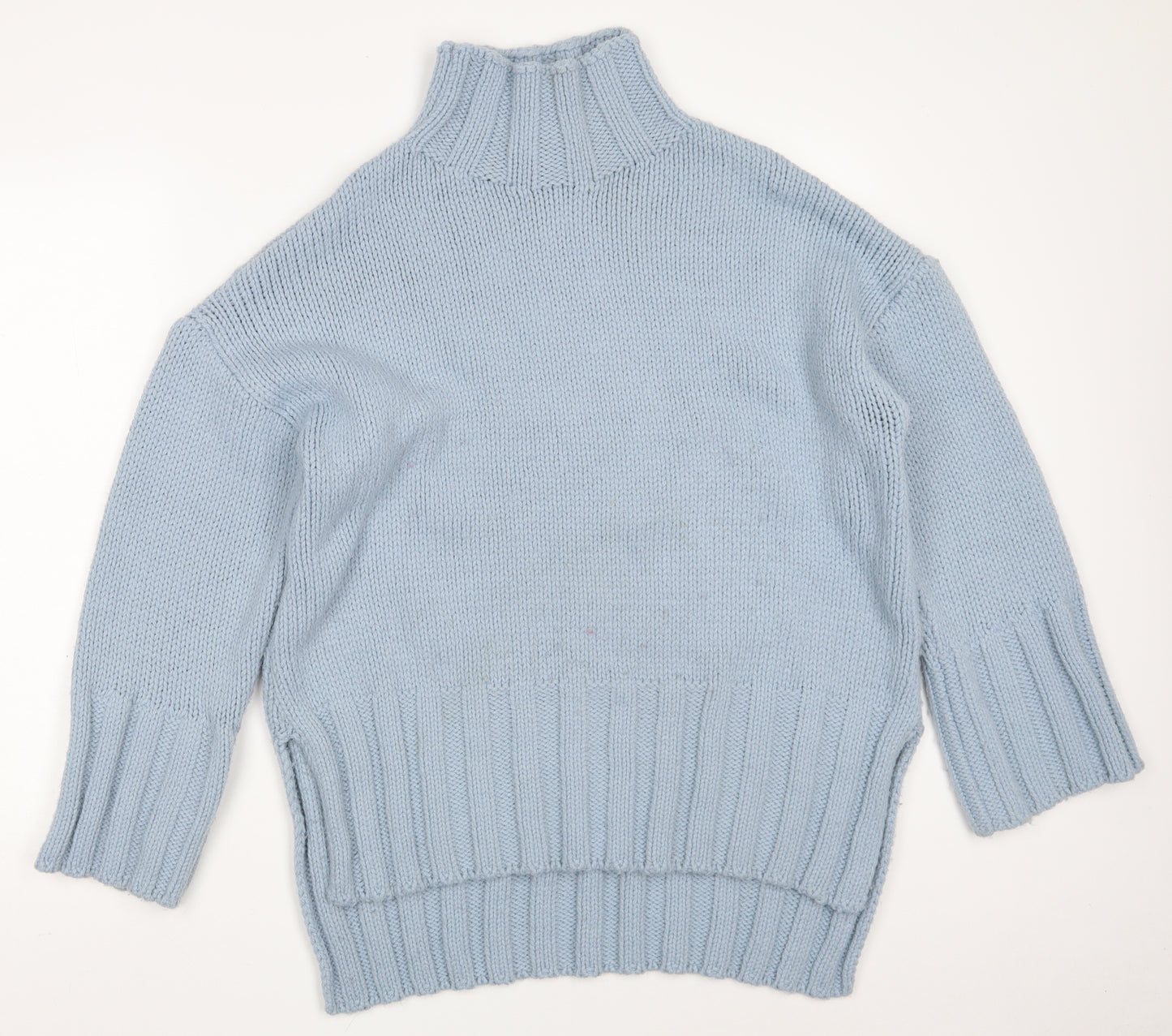 Topshop Womens Blue Roll Neck  Acrylic Pullover Jumper Size S