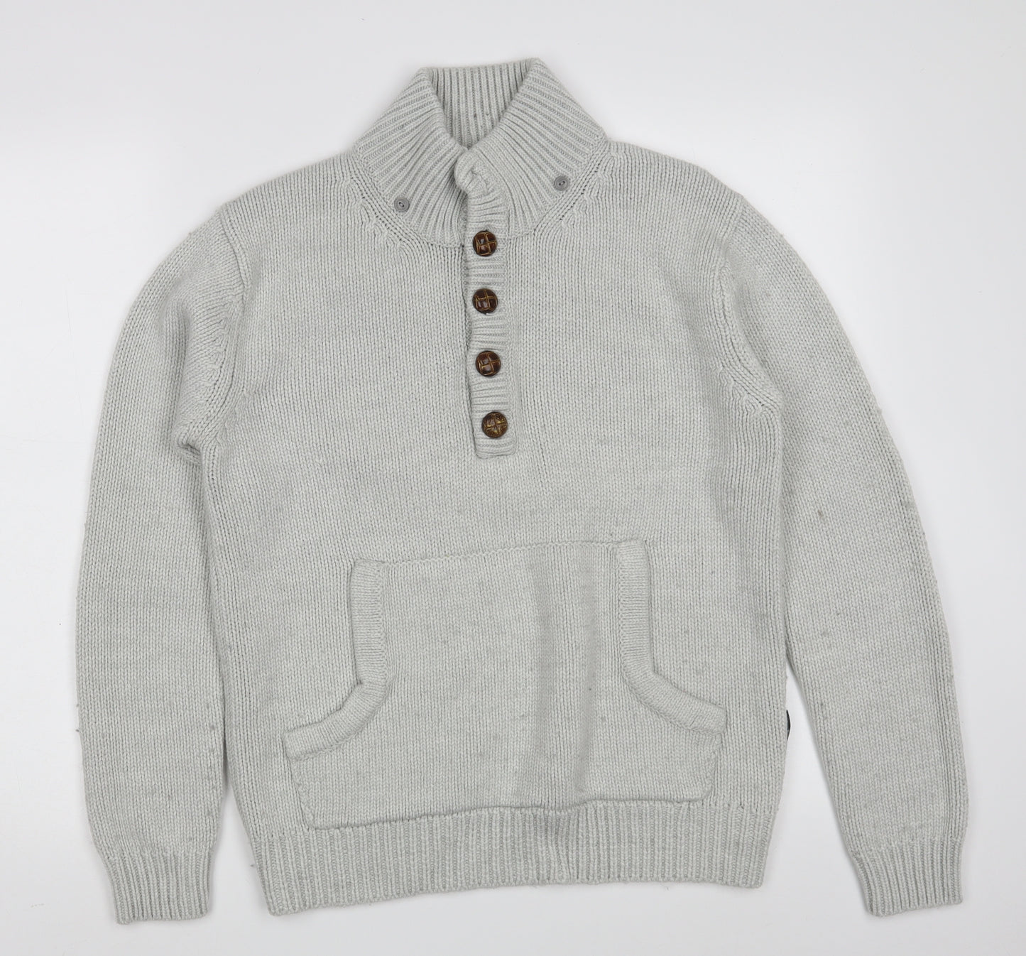French Connection Mens Grey Collared  Acrylic Pullover Jumper Size M