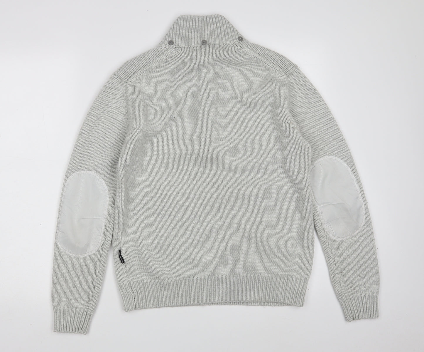 French Connection Mens Grey Collared  Acrylic Pullover Jumper Size M