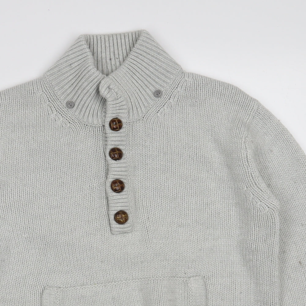 French Connection Mens Grey Collared  Acrylic Pullover Jumper Size M