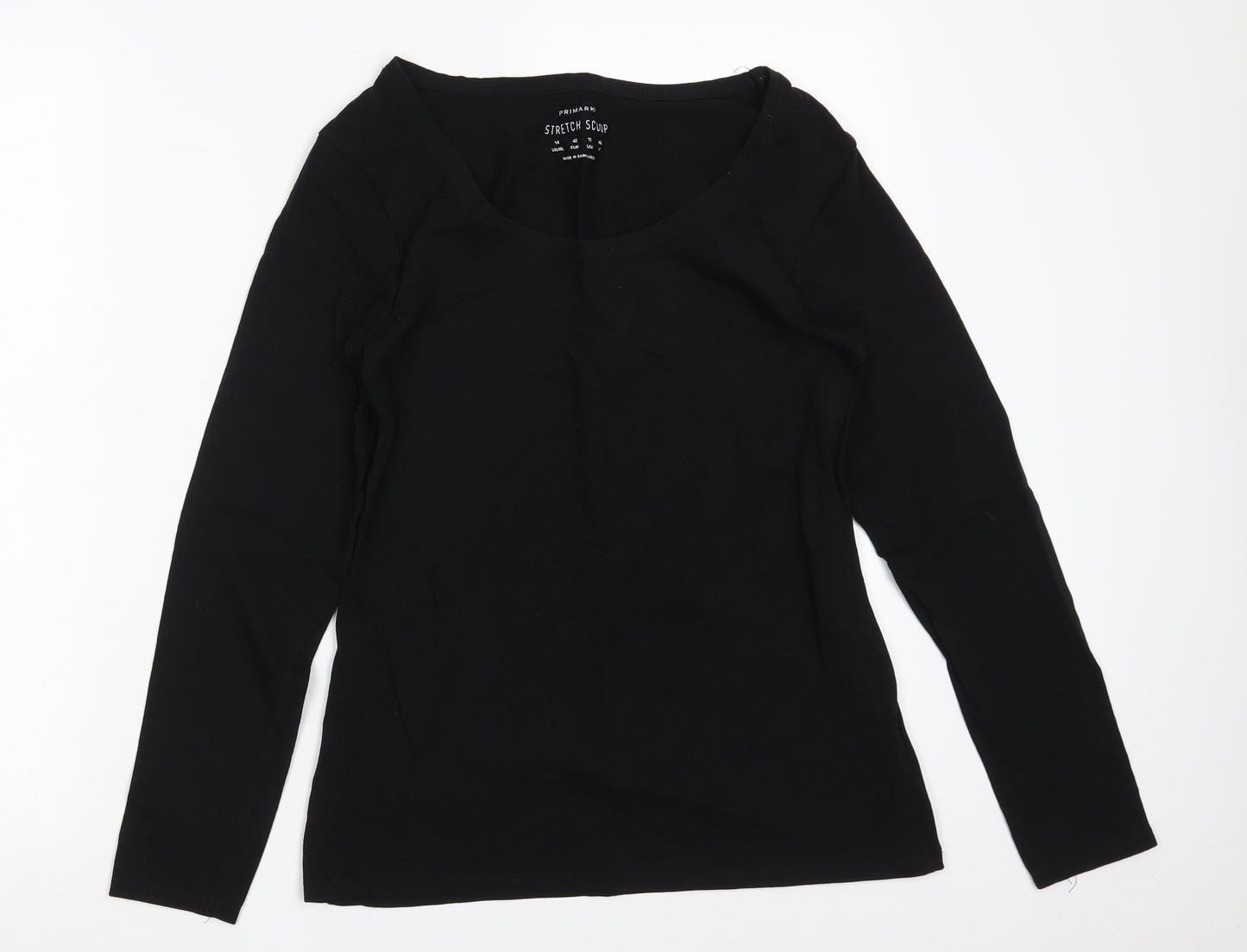 Primark Womens Black  Cotton Basic T-Shirt Size 14 Scoop Neck