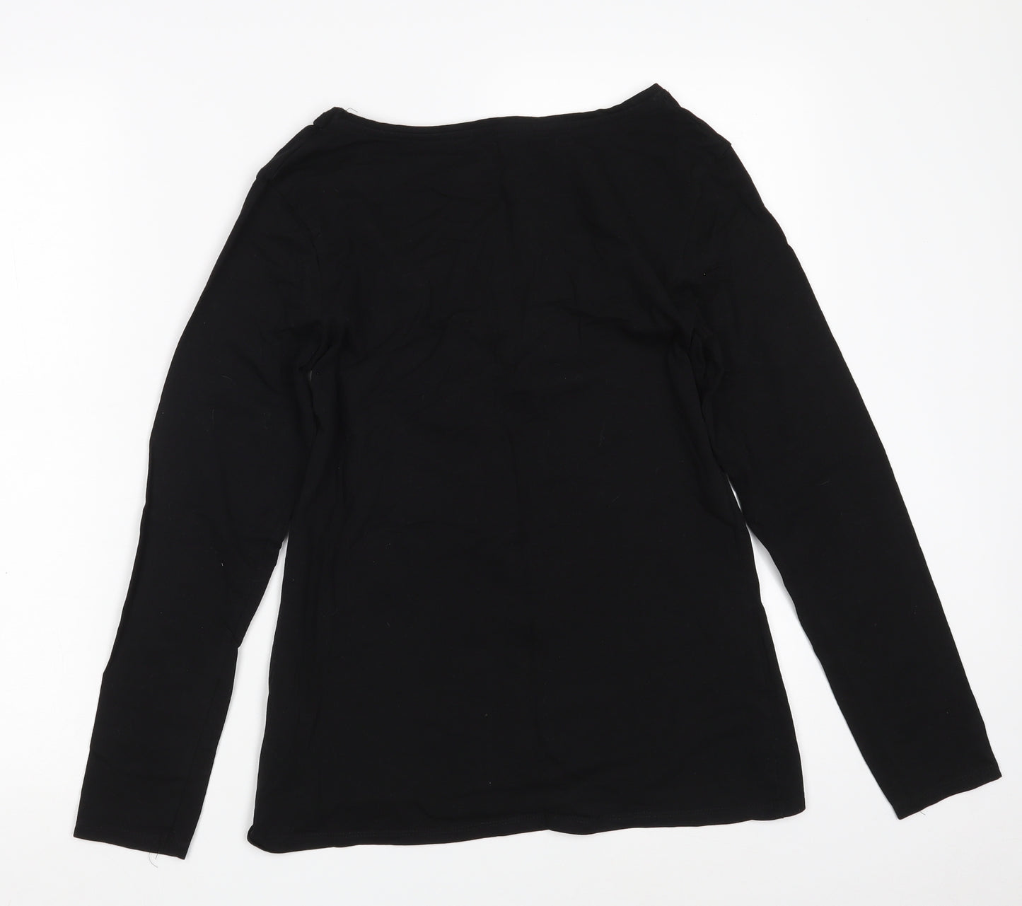 Primark Womens Black  Cotton Basic T-Shirt Size 14 Scoop Neck