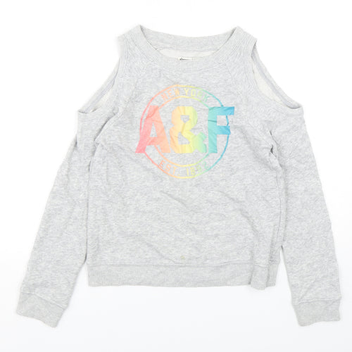 Abercrombie & Fitch Girls Grey  Cotton Pullover Sweatshirt Size 11-12 Years  Pullover
