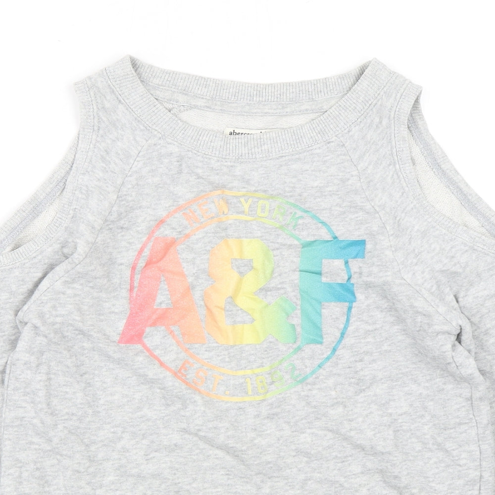 Abercrombie & Fitch Girls Grey  Cotton Pullover Sweatshirt Size 11-12 Years  Pullover