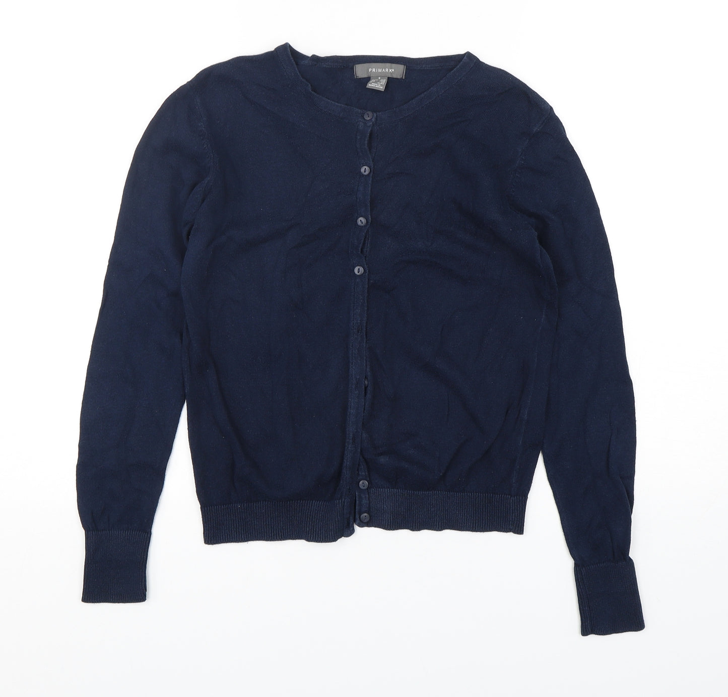 Primark Womens Blue Round Neck  Cotton Cardigan Jumper Size 10