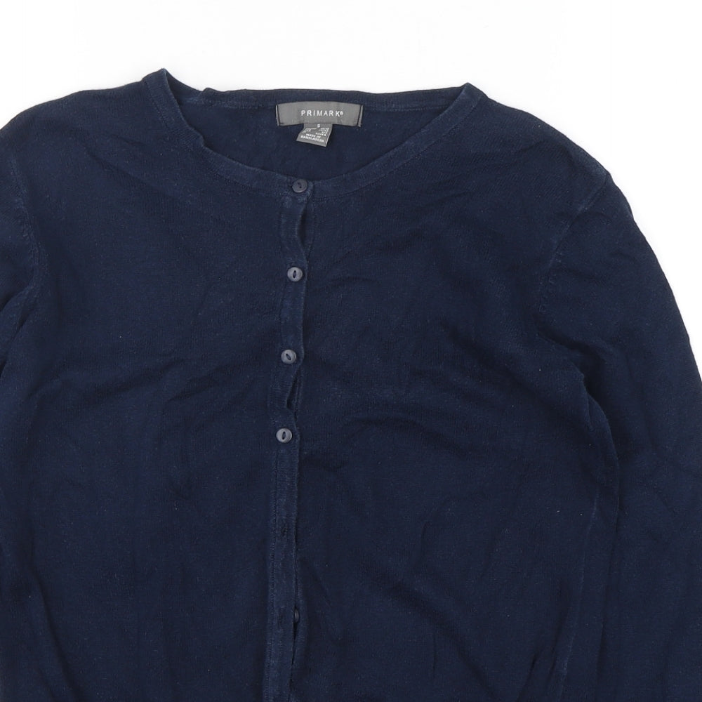 Primark Womens Blue Round Neck  Cotton Cardigan Jumper Size 10