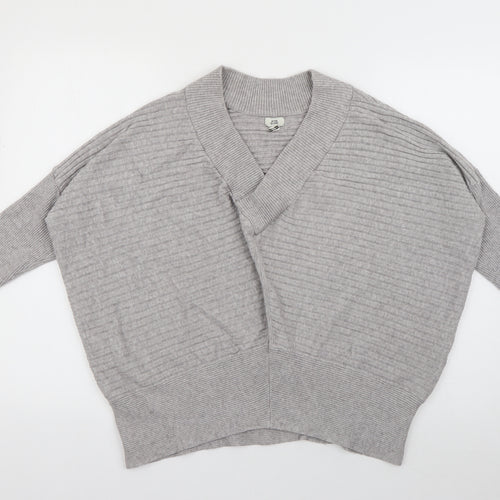River Island Womens Grey V-Neck  Viscose Pullover Jumper Size M