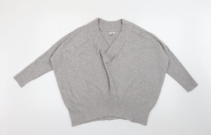 River Island Womens Grey V-Neck Viscose Pullover Jumper Size M