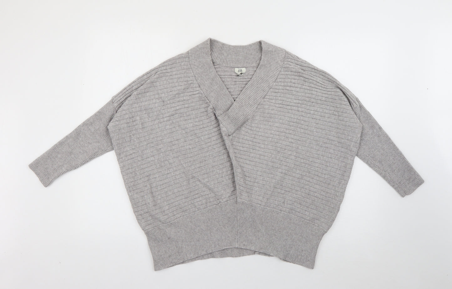 River Island Womens Grey V-Neck  Viscose Pullover Jumper Size M