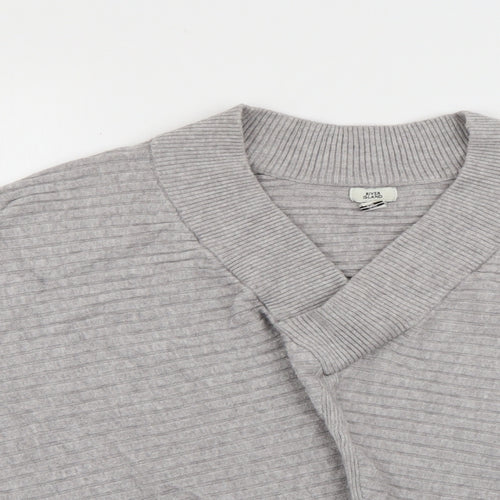 River Island Womens Grey V-Neck  Viscose Pullover Jumper Size M