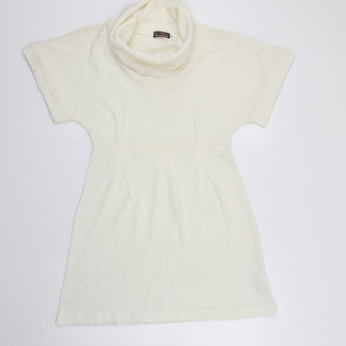 Lemssy Womens Ivory  Acrylic A-Line  Size M  Roll Neck