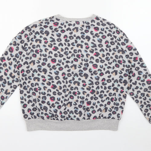 Marks and Spencer Girls Grey Animal Print Viscose Pullover Sweatshirt Size 11-12 Years