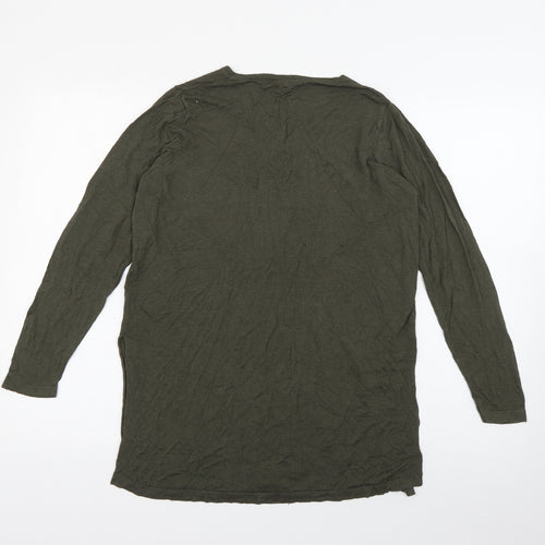 Capsule Womens Green V-Neck  Viscose Pullover Jumper Size 12