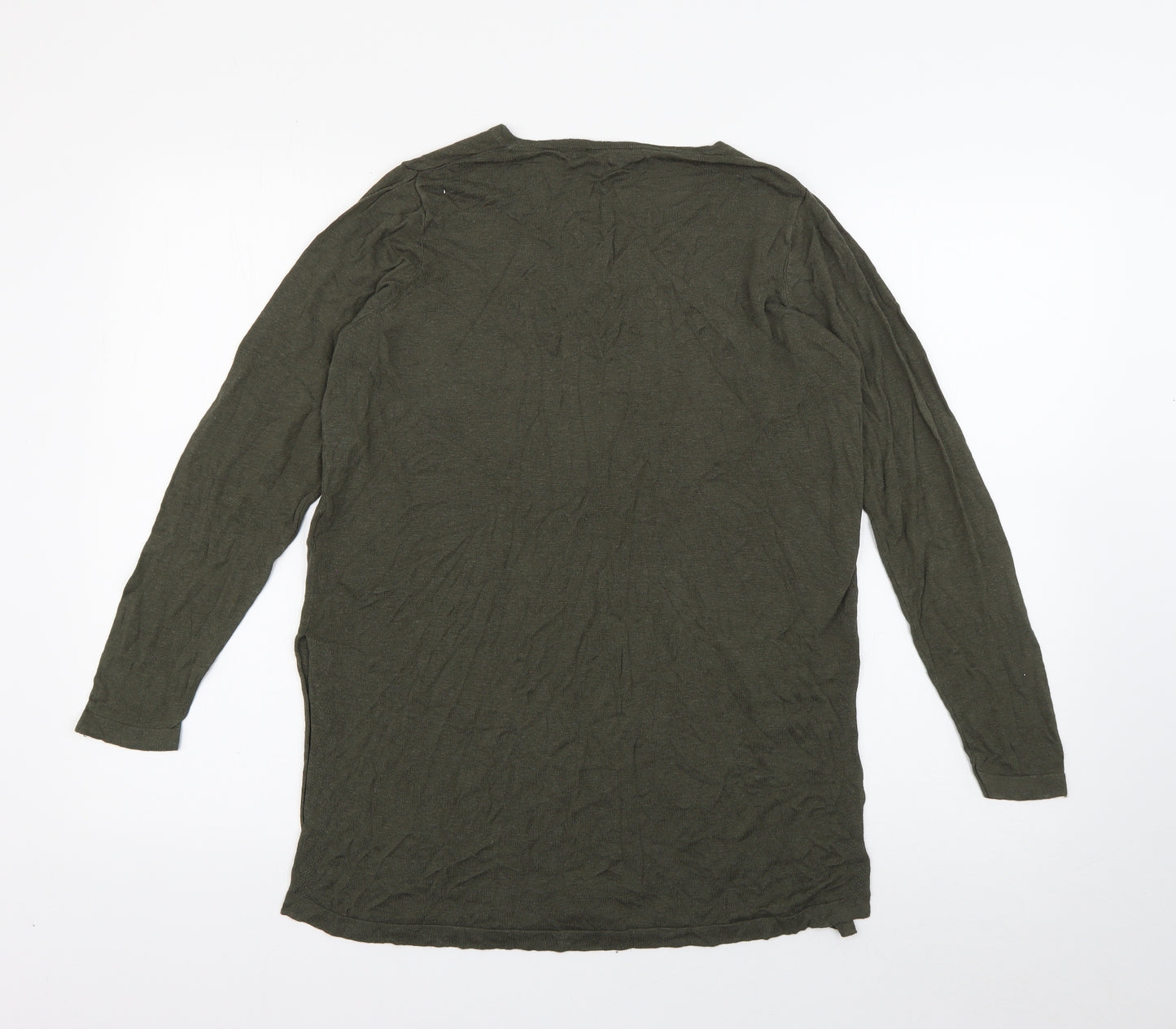 Capsule Womens Green V-Neck  Viscose Pullover Jumper Size 12
