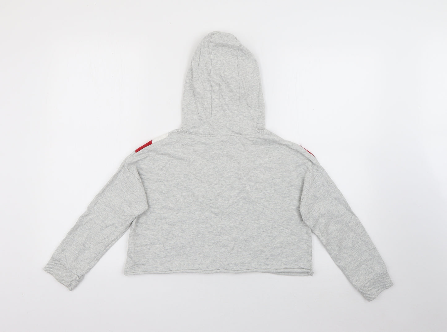 NEXT Girls Grey  Cotton Pullover Hoodie Size 9 Years   - Floral Embroidery