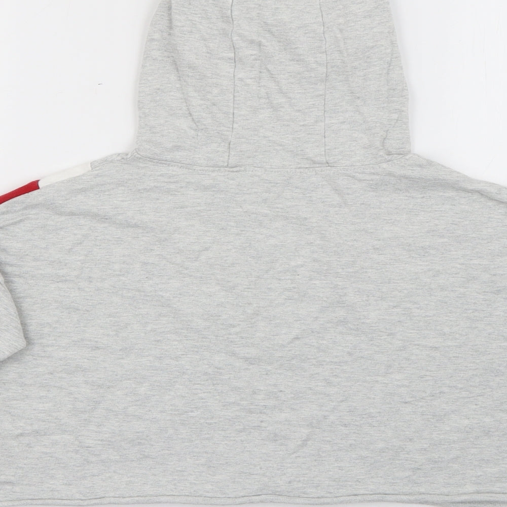 NEXT Girls Grey  Cotton Pullover Hoodie Size 9 Years   - Floral Embroidery