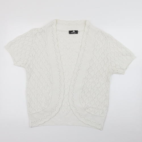 Monique Womens White V-Neck  Acrylic Cardigan Jumper Size L