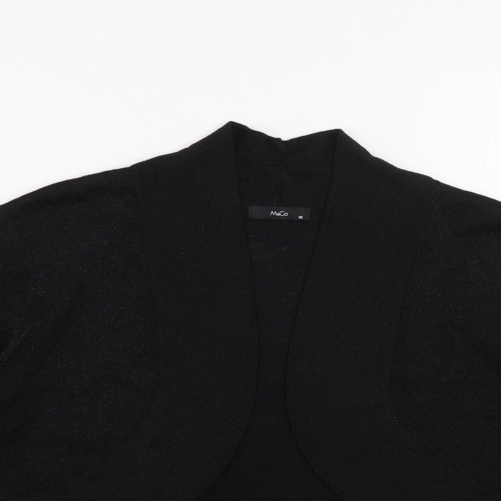M&Co Womens Black V-Neck  Viscose Cardigan Jumper Size 16