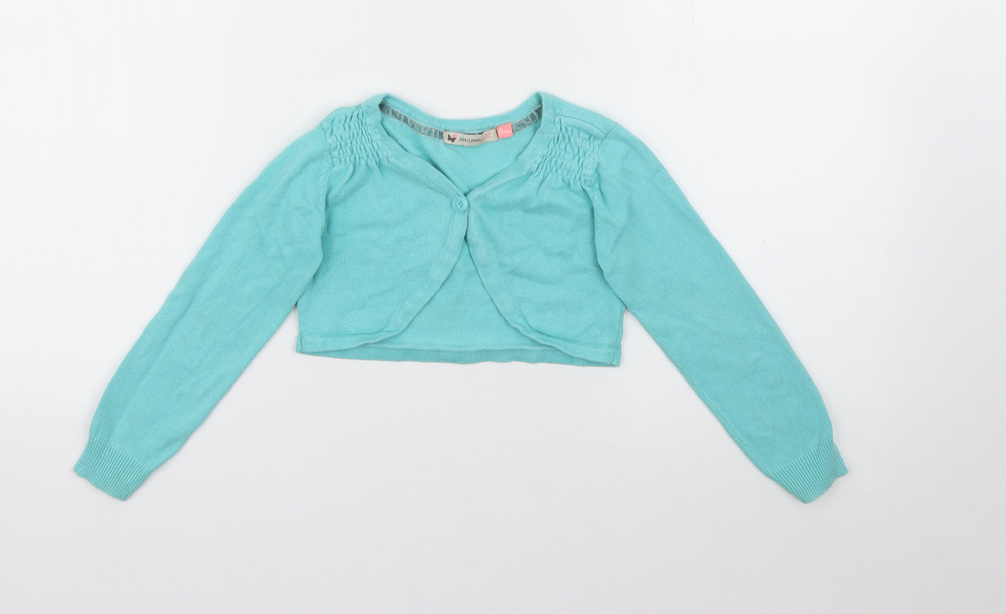 John Lewis Girls Blue Round Neck  Cotton Cardigan Jumper Size 5 Years  Button