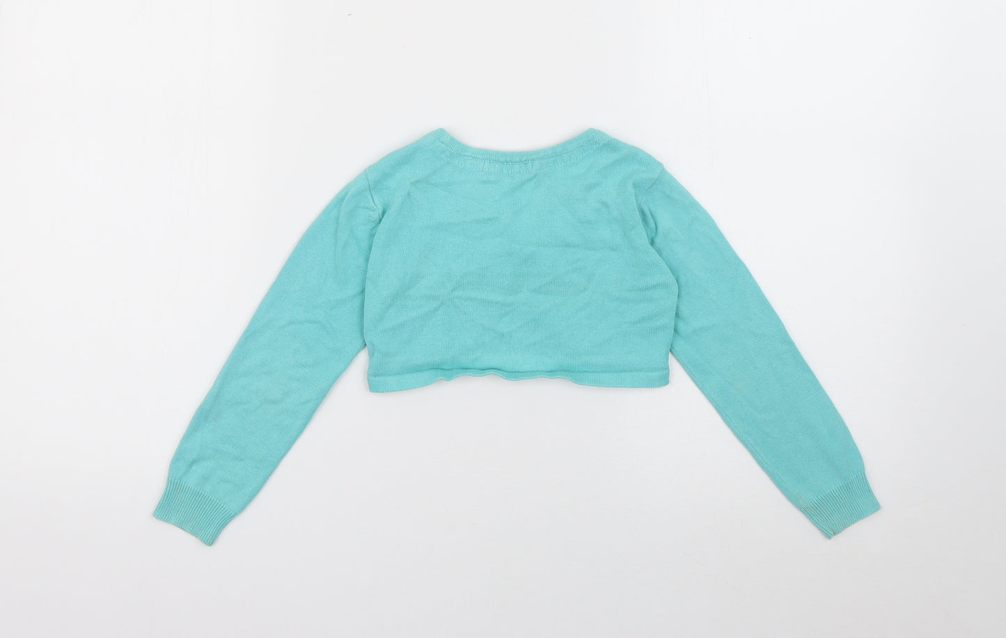 John Lewis Girls Blue Round Neck  Cotton Cardigan Jumper Size 5 Years  Button