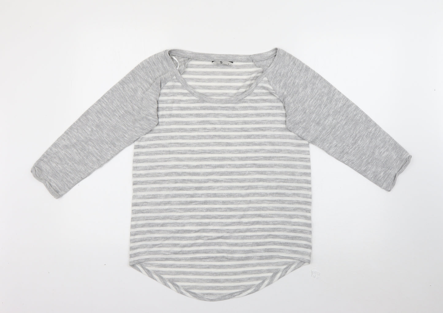 TU Womens Green Scoop Neck Striped Polyester Pullover Jumper Size 12