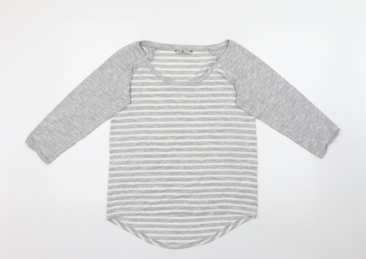 TU Womens Green Scoop Neck Striped Polyester Pullover Jumper Size 12