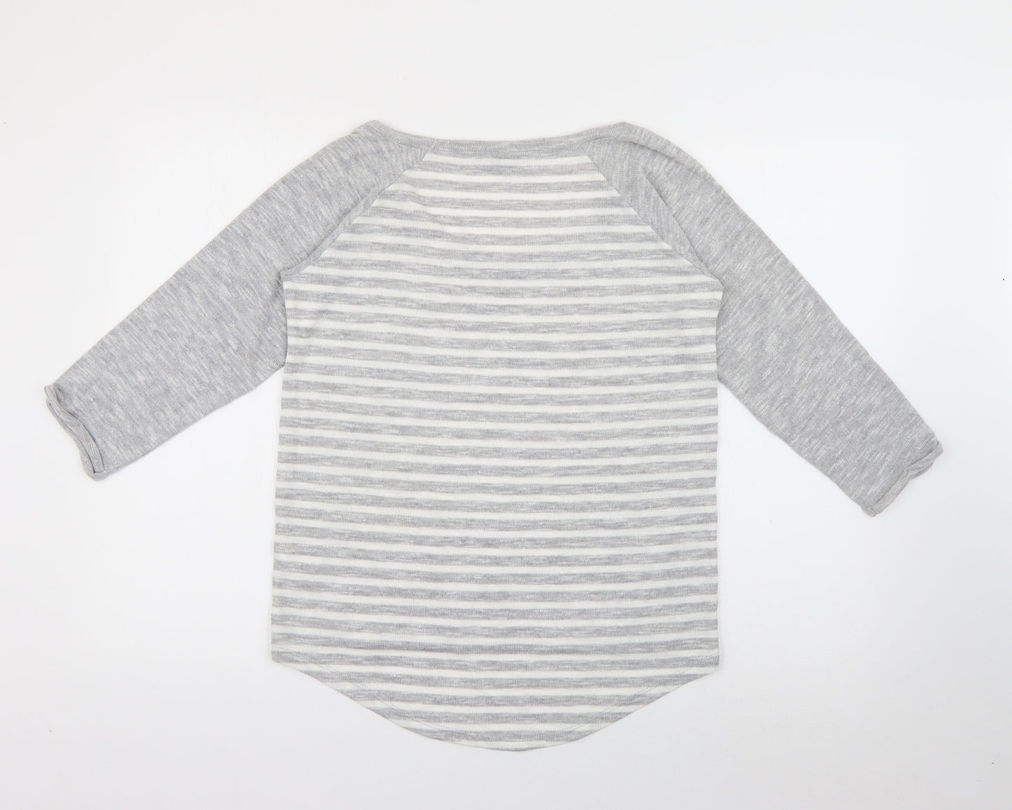 TU Womens Green Scoop Neck Striped Polyester Pullover Jumper Size 12