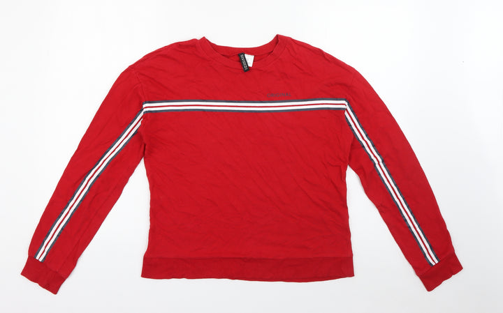 H&M Womens Red Cotton Pullover Sweatshirt Size XS
