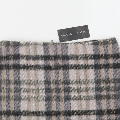 New Look Womens Grey Plaid Polyester Mini Skirt Size 8   Zip