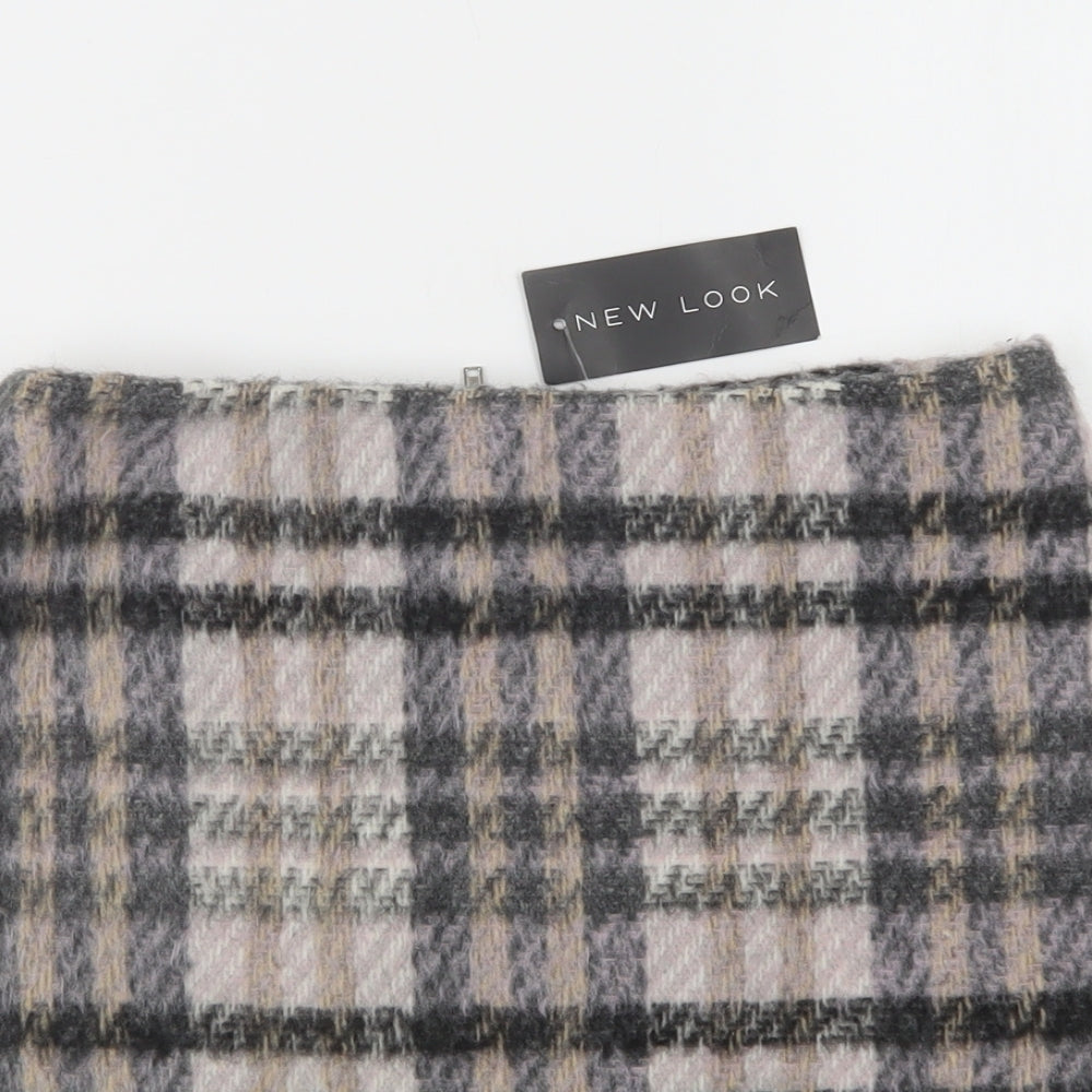 New Look Womens Grey Plaid Polyester Mini Skirt Size 8   Zip