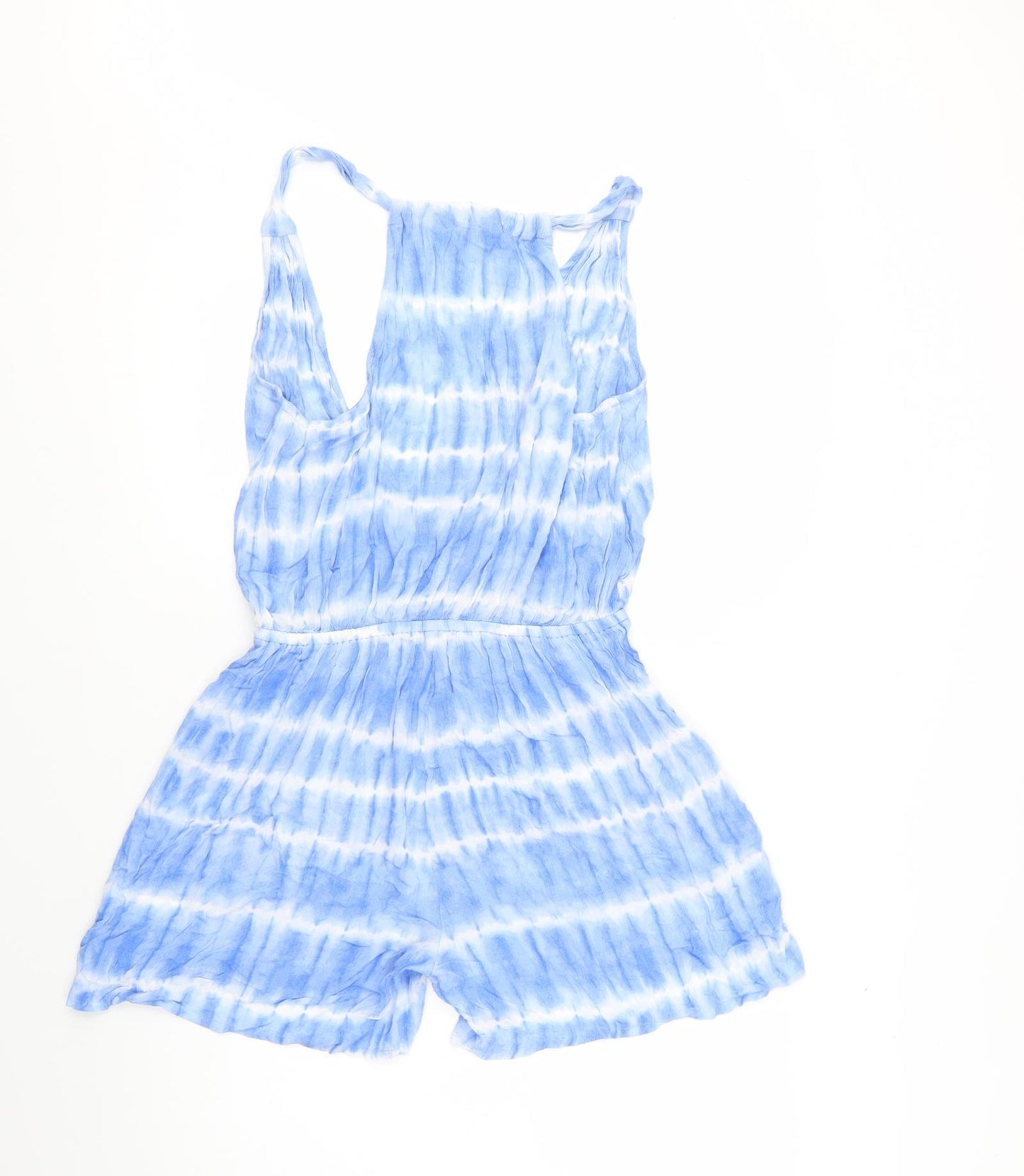 F&F Womens Blue Batik Viscose Playsuit One-Piece Size 12 L4 in Pullover