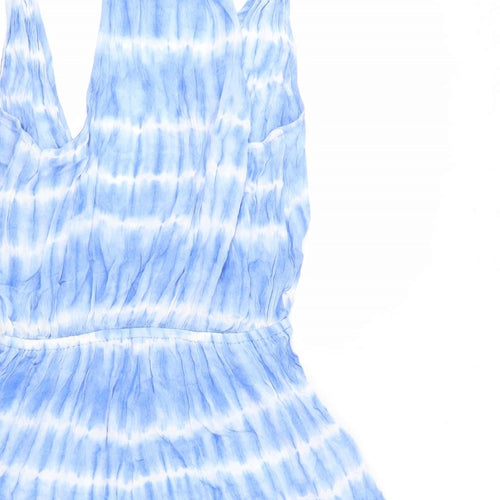 F&F Womens Blue Batik Viscose Playsuit One-Piece Size 12 L4 in Pullover