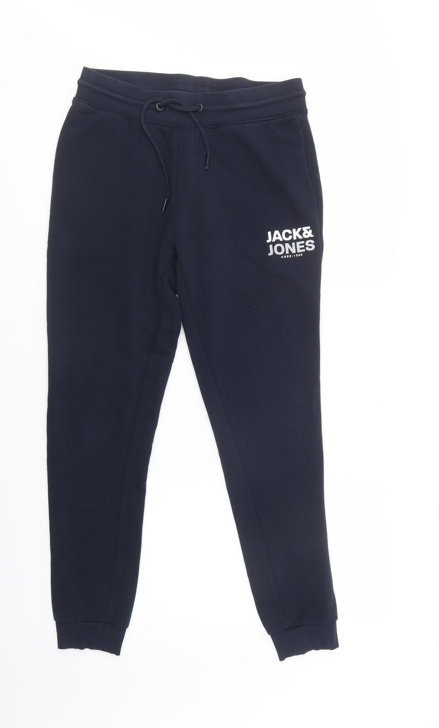 JACK & JONES Mens Blue  Polyester Jogger Trousers Size S L30 in Regular Drawstring