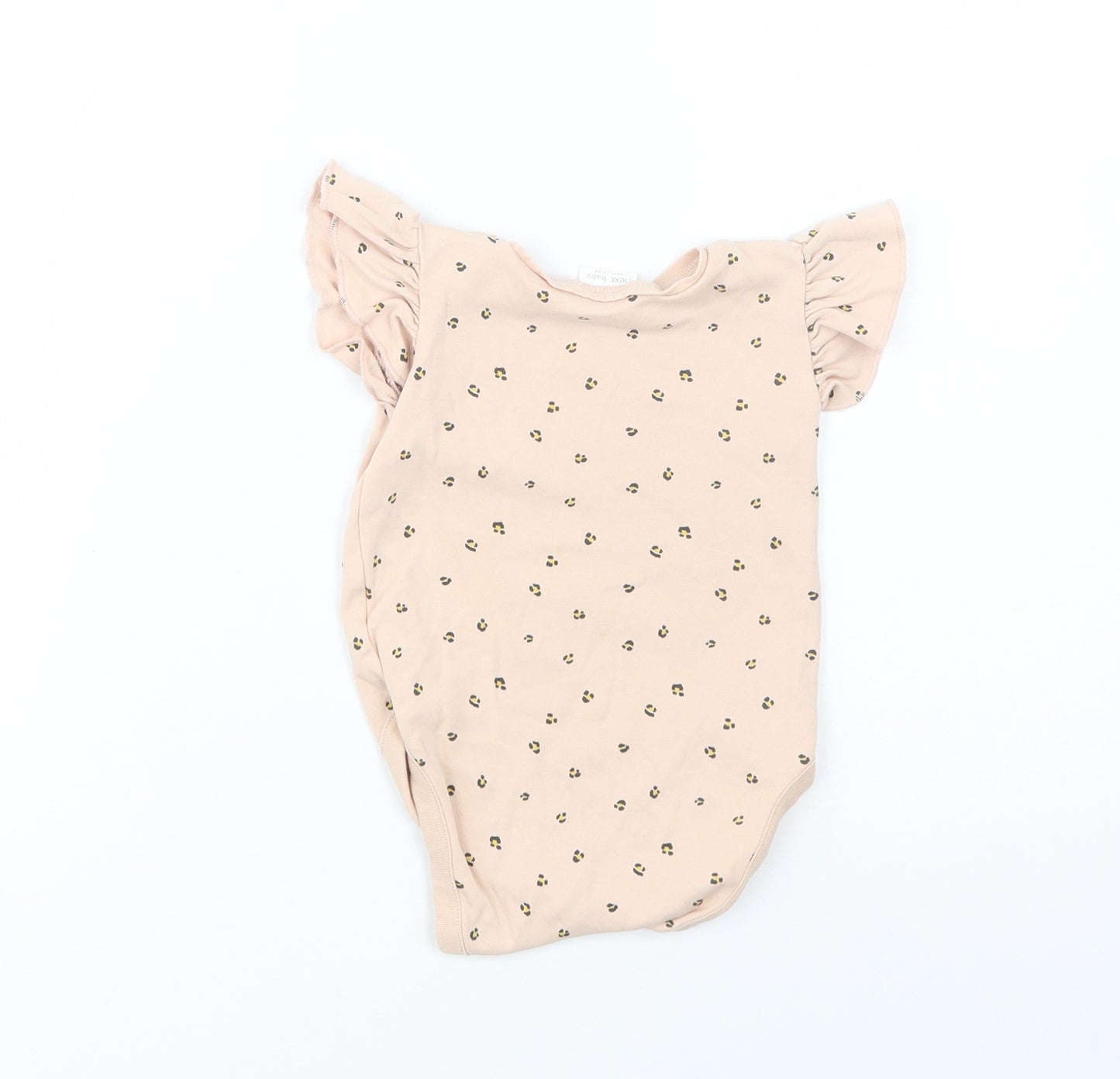 NEXT Baby Beige Animal Print Cotton Babygrow One-Piece Size 6-9 Months  Snap