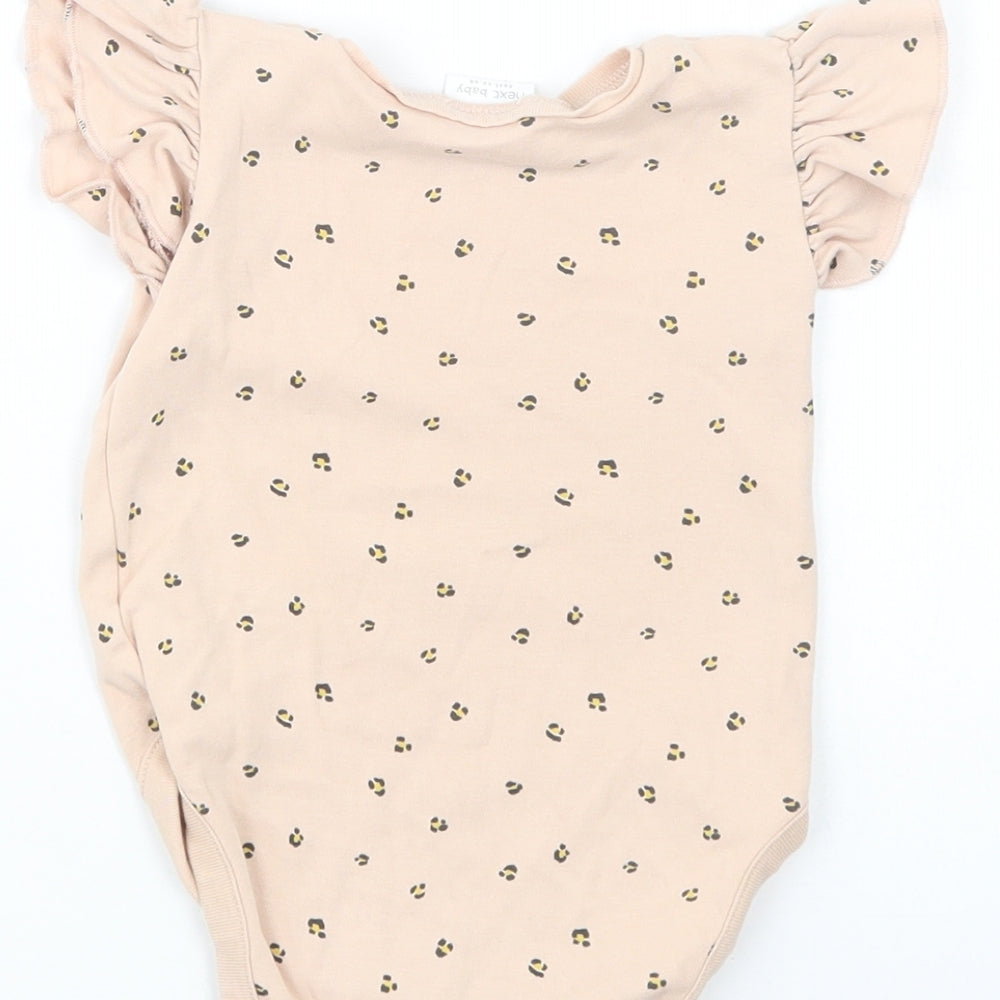 NEXT Baby Beige Animal Print Cotton Babygrow One-Piece Size 6-9 Months  Snap