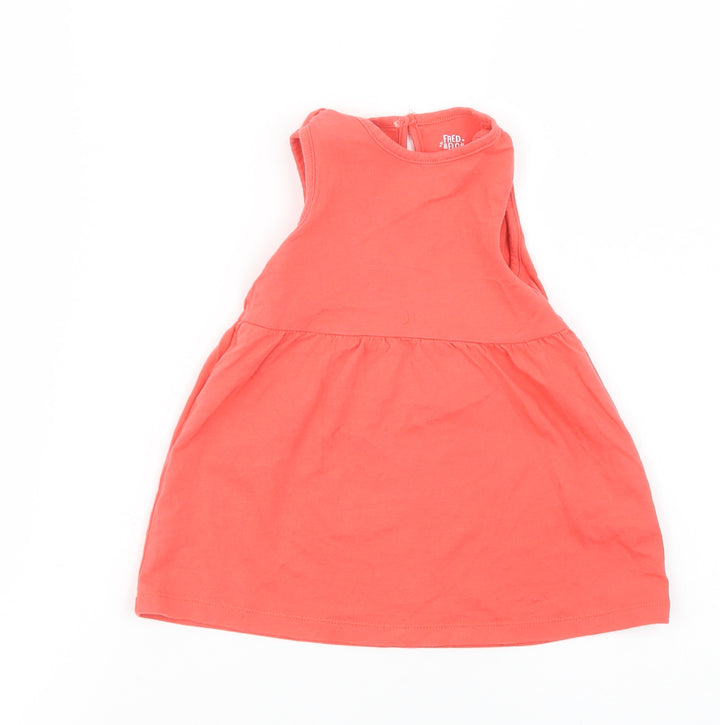 F&F Baby Red  Cotton A-Line  Size 6-9 Months  Crew Neck Button