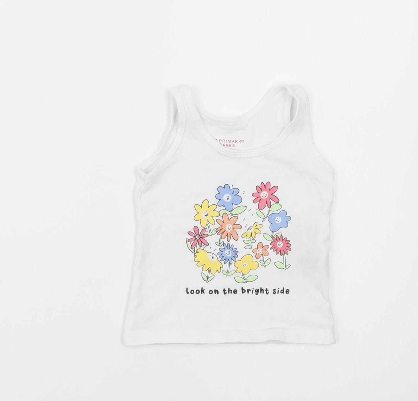 Primark Baby White  Cotton Basic Tank Size 6-9 Months Crew Neck Pullover - Look On The Bright Side