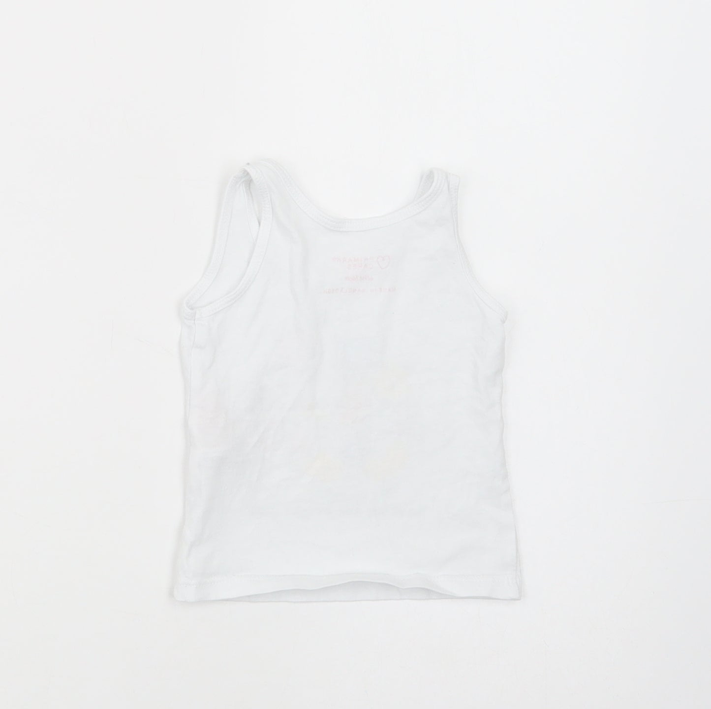 Primark Baby White  Cotton Basic Tank Size 6-9 Months Crew Neck Pullover - Look On The Bright Side