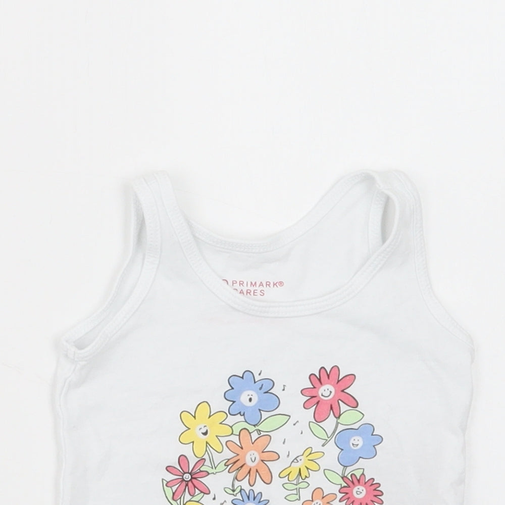 Primark Baby White  Cotton Basic Tank Size 6-9 Months Crew Neck Pullover - Look On The Bright Side