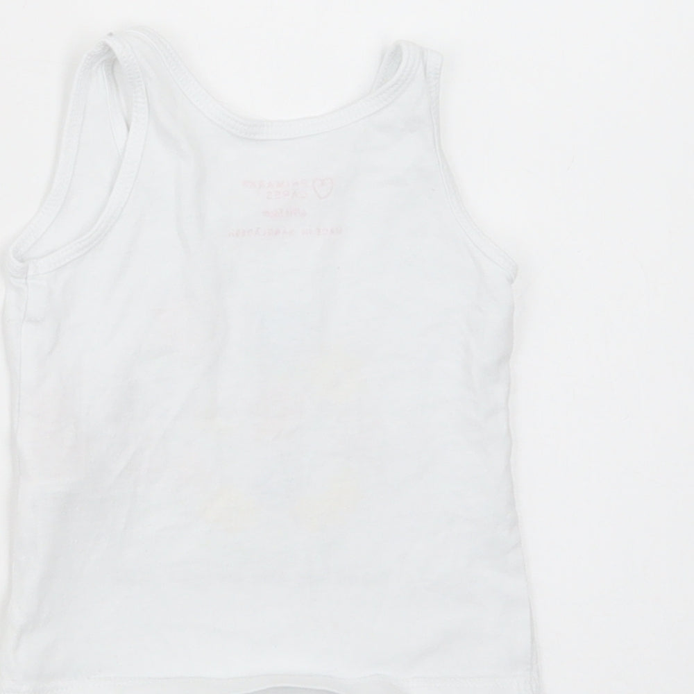 Primark Baby White  Cotton Basic Tank Size 6-9 Months Crew Neck Pullover - Look On The Bright Side
