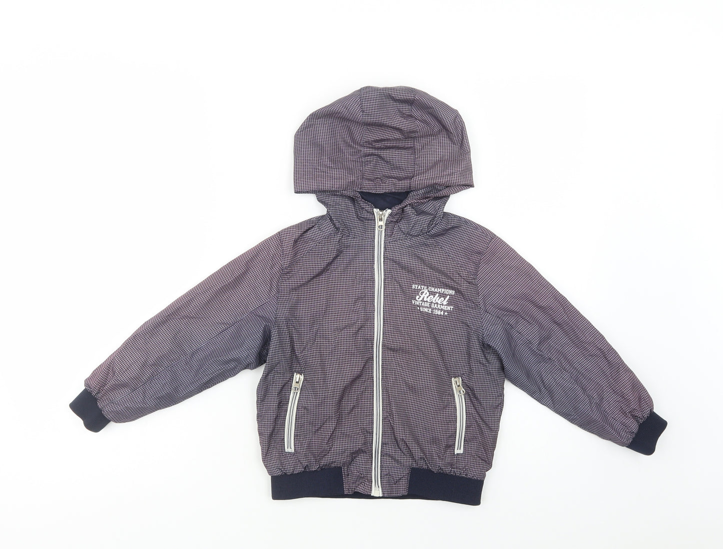 Primark Boys Purple Check  Windbreaker Jacket Size 4-5 Years  Zip