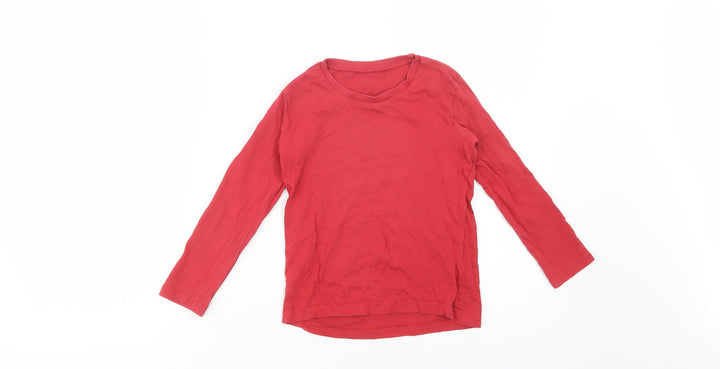 Dunnes Stores Girls Red  Cotton Basic Polo Size 5 Years Crew Neck Pullover
