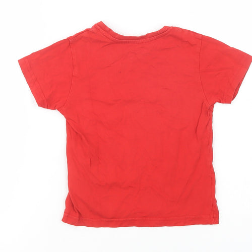 Primark Girls Red  Cotton Basic T-Shirt Size 3-4 Years Crew Neck Pullover - Cool Dino