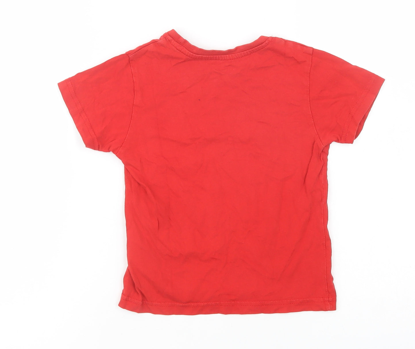 Primark Girls Red  Cotton Basic T-Shirt Size 3-4 Years Crew Neck Pullover - Cool Dino
