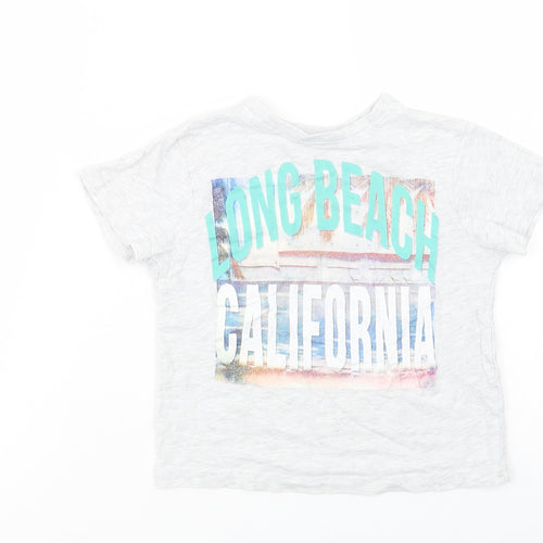 Primark Girls Grey  Cotton Basic T-Shirt Size 3-4 Years Crew Neck Pullover - California