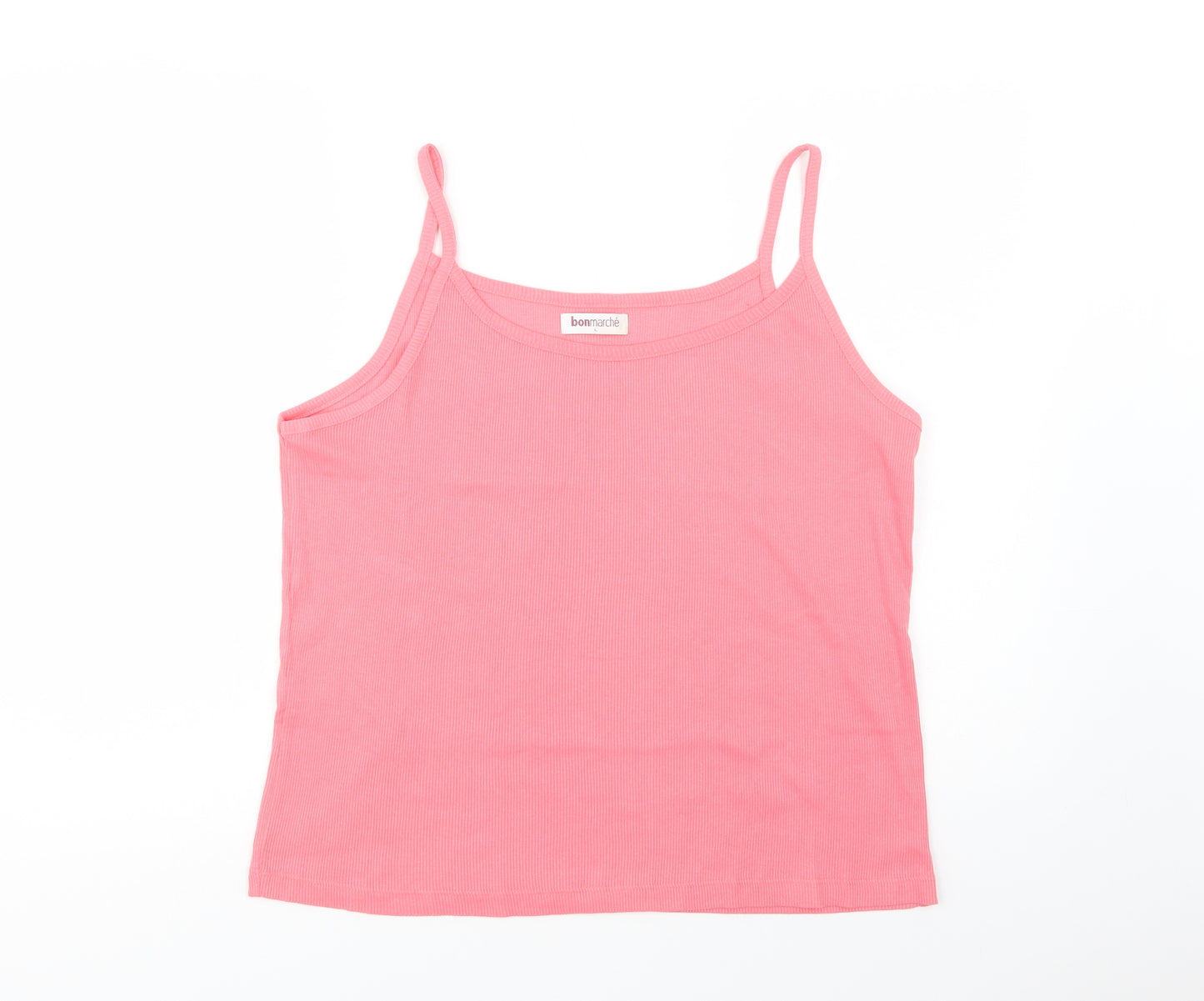 Bonmarché Womens Pink  Cotton Camisole Blouse Size L Round Neck