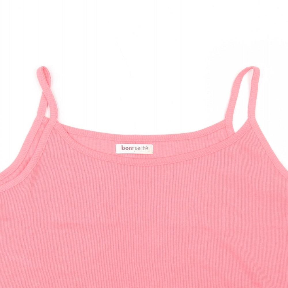 Bonmarché Womens Pink  Cotton Camisole Blouse Size L Round Neck