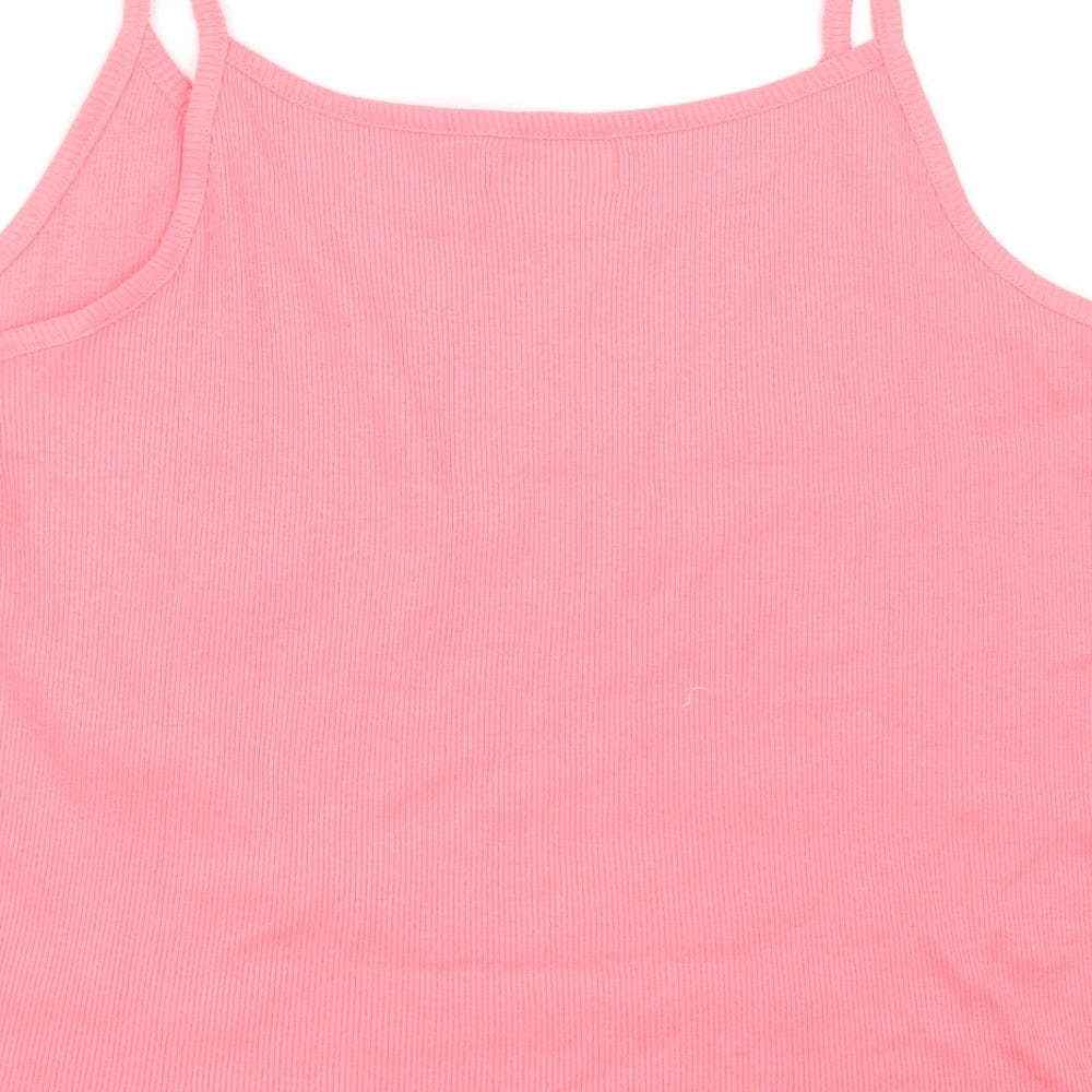 Bonmarché Womens Pink  Cotton Camisole Blouse Size L Round Neck