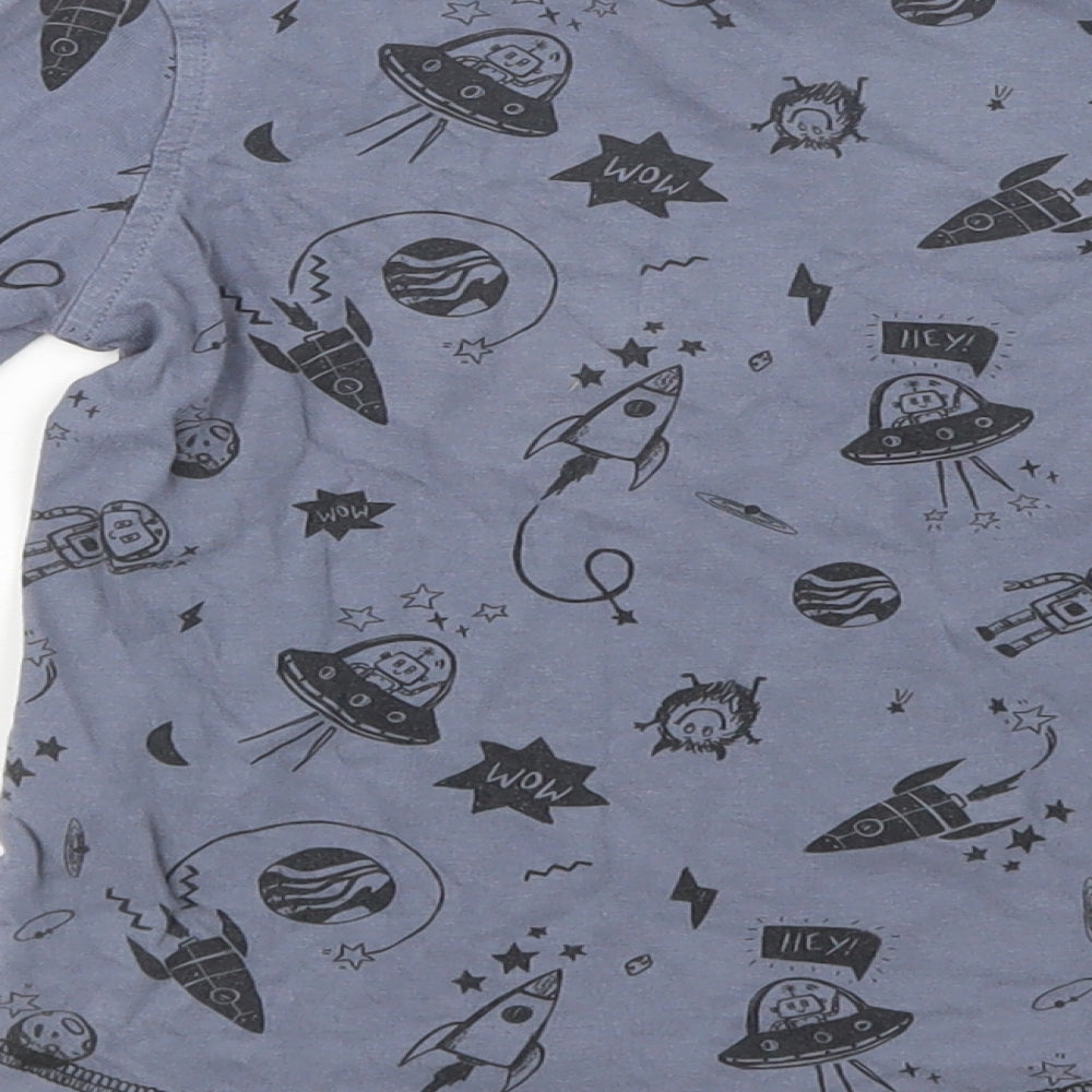 George Boys Grey Geometric Cotton  Pyjama Top Size 3-4 Years   - Space
